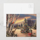 Cartes Pour Fêtes Annuelles Scène d'hiver de Noël (Devant / Derrière)