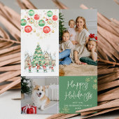 Cartes Pour Fêtes Annuelles Scène d'hiver festive Joyeuses Vacances vertes 2 P