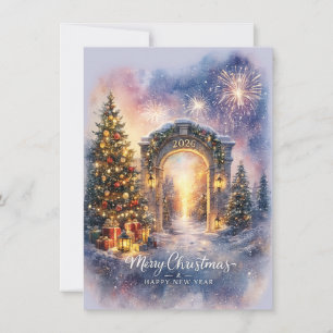 Cartes Pour Fêtes Annuelles Scène élégante de passerelle d'hiver pour Noël 202