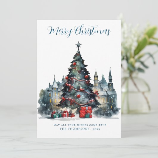 Cartes Pour Fêtes Annuelles Scène festive traditionnelle Joyeux Noël (Debout devant)