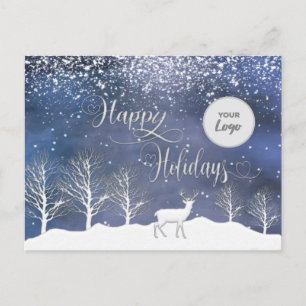 Cartes Pour Fêtes Annuelles Scène forestière d'hiver Joyeux vacances logo pers