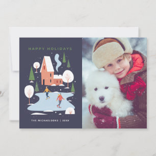 Cartes Pour Fêtes Annuelles Scène hiver de vacances minimaliste