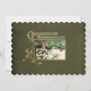 Cartes Pour Fêtes Annuelles Scène hiver vintage et voeux de Noël