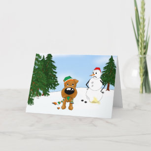 Cartes Pour Fêtes Annuelles Scène hivernale avec Terrier Irlandais