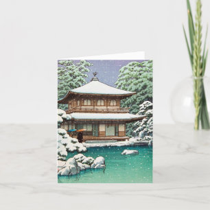 Cartes Pour Fêtes Annuelles Scène hivernale cool orientale japonaise Hasui Kaw