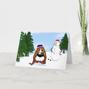 Cartes Pour Fêtes Annuelles Scène hivernale de Basset Hound