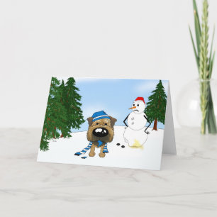Cartes Pour Fêtes Annuelles Scène hivernale de Border Terrier