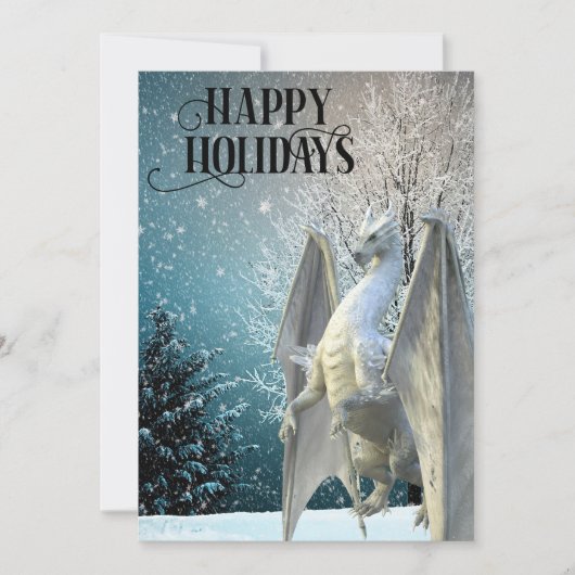 Cartes Pour Fêtes Annuelles Scène hivernale de dragon enneigée Joyeuses Fêtes (Devant)