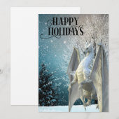 Cartes Pour Fêtes Annuelles Scène hivernale de dragon enneigée Joyeuses Fêtes (Devant / Derrière)