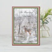 Cartes Pour Fêtes Annuelles Scène hivernale de Noël Cerf Script Nom des Fêtes (Debout devant)