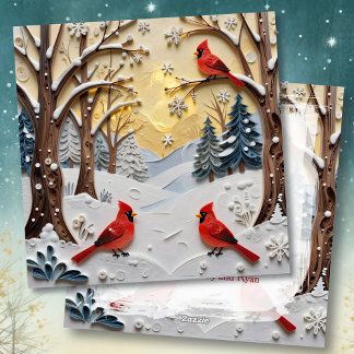 Cartes Pour Fêtes Annuelles Scène hivernale | Forêt enchantée et cardinaux