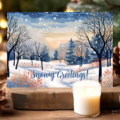 Cartes Pour Fêtes Annuelles Scène hivernale neigeuse