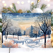 Cartes Pour Fêtes Annuelles Scène hivernale neigeuse