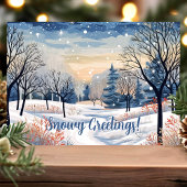 Cartes Pour Fêtes Annuelles Scène hivernale neigeuse