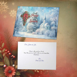 Cartes Pour Fêtes Annuelles Scène hivernale paisible d'une église de campagne 