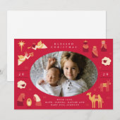 Cartes Pour Fêtes Annuelles Scène mignonne de la crèche (Devant / Derrière)