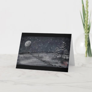 Cartes Pour Fêtes Annuelles scène nocturne enneigée paisible
