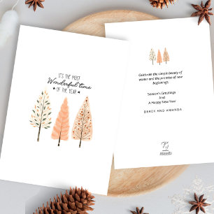Cartes Pour Fêtes Annuelles Scène nordique d'hiver scandinave Boho Pines