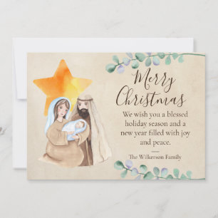 Cartes Pour Fêtes Annuelles Scène religieuse de la Nativité de Noël