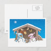 Cartes Pour Fêtes Annuelles Scène stable de Noël (Devant / Derrière)