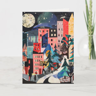 Cartes Pour Fêtes Annuelles Scènes d'arbres de Noël uniques