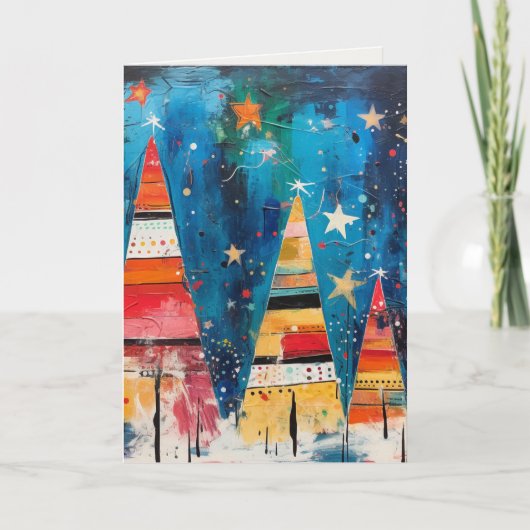 Cartes Pour Fêtes Annuelles Scènes d'arbres de Noël uniques (Devant)