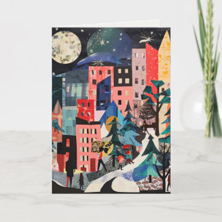 Cartes Pour Fêtes Annuelles Scènes de sapins de Noël uniques