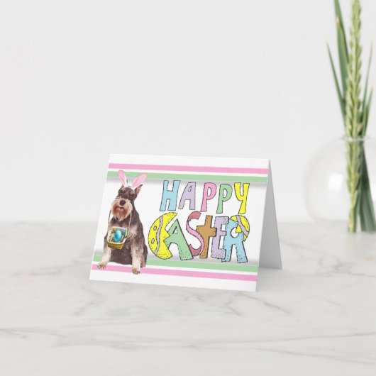 Cartes Pour Fêtes Annuelles Schnauzer de Pâques (Devant)