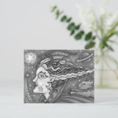 CARTES POUR FÊTES ANNUELLES SCI FI SPACE WITCH & COMET CAT BLK/WHY HALLOWEEN (Debout devant)