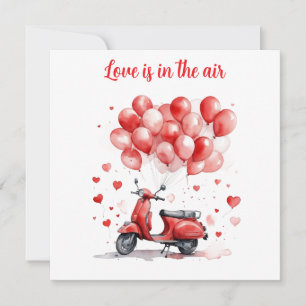Cartes Pour Fêtes Annuelles Scooter rouge romantique de la Saint-Valentin Ital