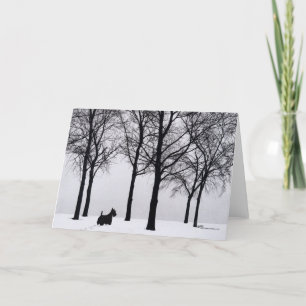 Cartes Pour Fêtes Annuelles Scottie dans les bois enneigés