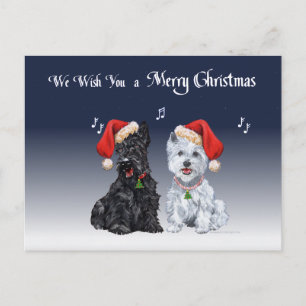 Cartes Pour Fêtes Annuelles Scottie et Westie Caroling