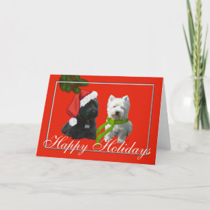 Cartes Pour Fêtes Annuelles Scottie et Westie Joyeuses Fêtes