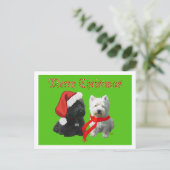 Cartes Pour Fêtes Annuelles Scottie et Westie Joyeux Noël (Debout devant)
