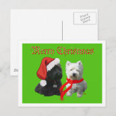 Cartes Pour Fêtes Annuelles Scottie et Westie Joyeux Noël (Devant / Derrière)