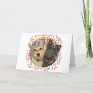 Cartes Pour Fêtes Annuelles Scotties roux et noirs sur tartan