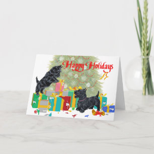 Cartes Pour Fêtes Annuelles Scotties trie les cadeaux de Noël