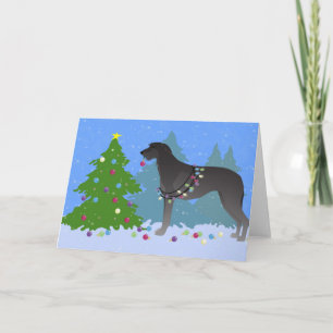Cartes Pour Fêtes Annuelles Scottish Deerhound Christmas Tree in the forest