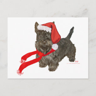Cartes Pour Fêtes Annuelles Scottish Terrier est Père Noël Helper
