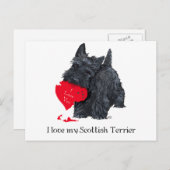 Cartes Pour Fêtes Annuelles Scottish Terrier Valentine (Devant / Derrière)