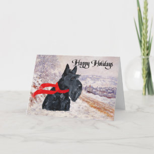 Cartes Pour Fêtes Annuelles Scottish Terrier Winter Holiday