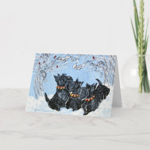Cartes Pour Fêtes Annuelles Scottish Terriers dans la neige!