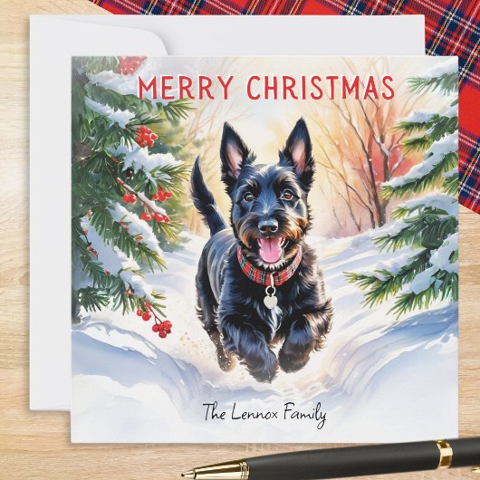 Cartes Pour Fêtes Annuelles Scotty Chien écossais Terrier En Noël De Neige