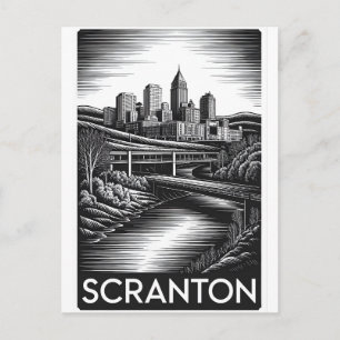 Cartes Pour Fêtes Annuelles Scranton Pennsylvanie Skyline Noir Blanc Gravure s