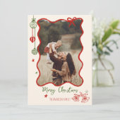 Cartes Pour Fêtes Annuelles Scribble à main Retro Photo de Noël (Debout devant)