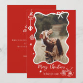 Cartes Pour Fêtes Annuelles Scribble à main Retro Photo de Noël (Devant / Derrière)