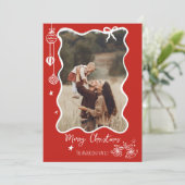 Cartes Pour Fêtes Annuelles Scribble à main Retro Photo de Noël (Debout devant)