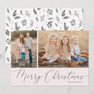 Cartes Pour Fêtes Annuelles Script Argent Joyeux Noël Élégant 2 Photo