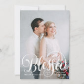 Cartes Pour Fêtes Annuelles Script béni | 3 Photo Holiday Card (Devant)