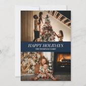 Cartes Pour Fêtes Annuelles Script bleu moderne Joyeux jours fériés Noël Photo (Devant)